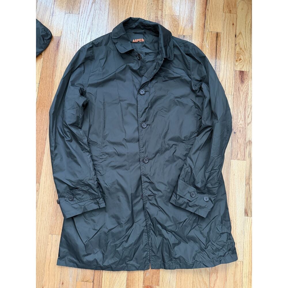 ASPESI packable trench mac rain coat Size L (fits medium) olive green